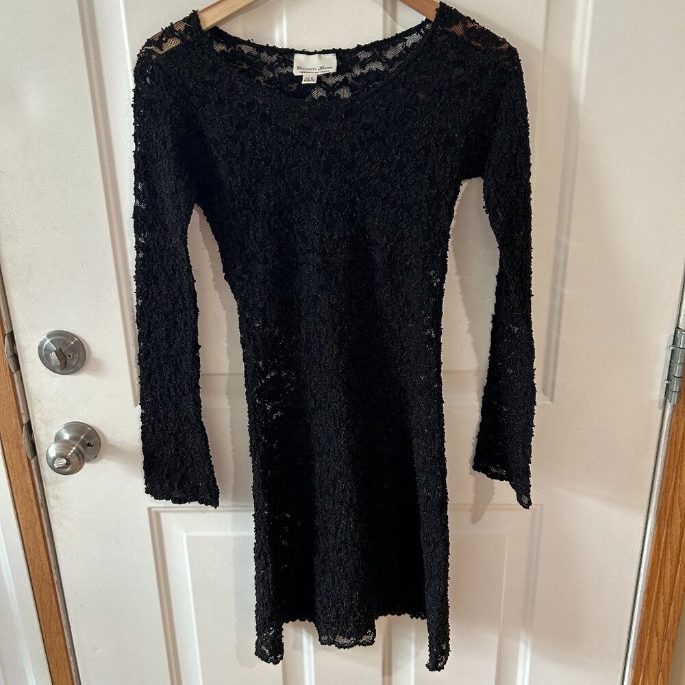 Charlotte Halton Vintage Lace Mesh Dress Black Floral Bodycon Beach